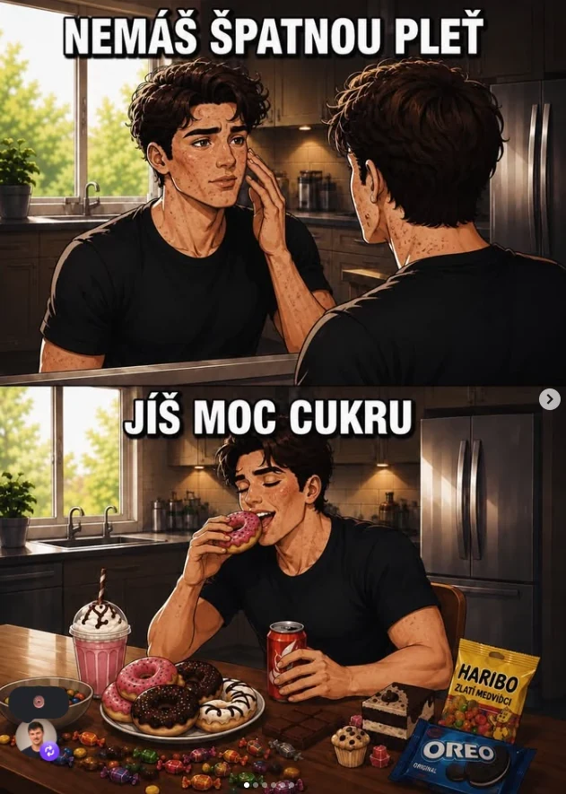 Ilustrace na téma cukru v jídelníčku.