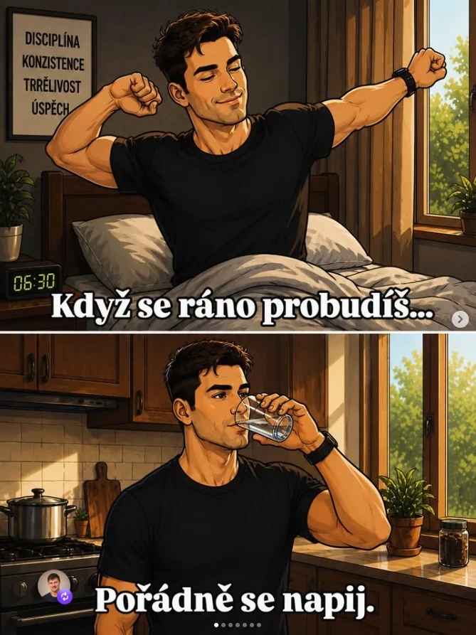 Ilustrace o vodě a pitném režimu.